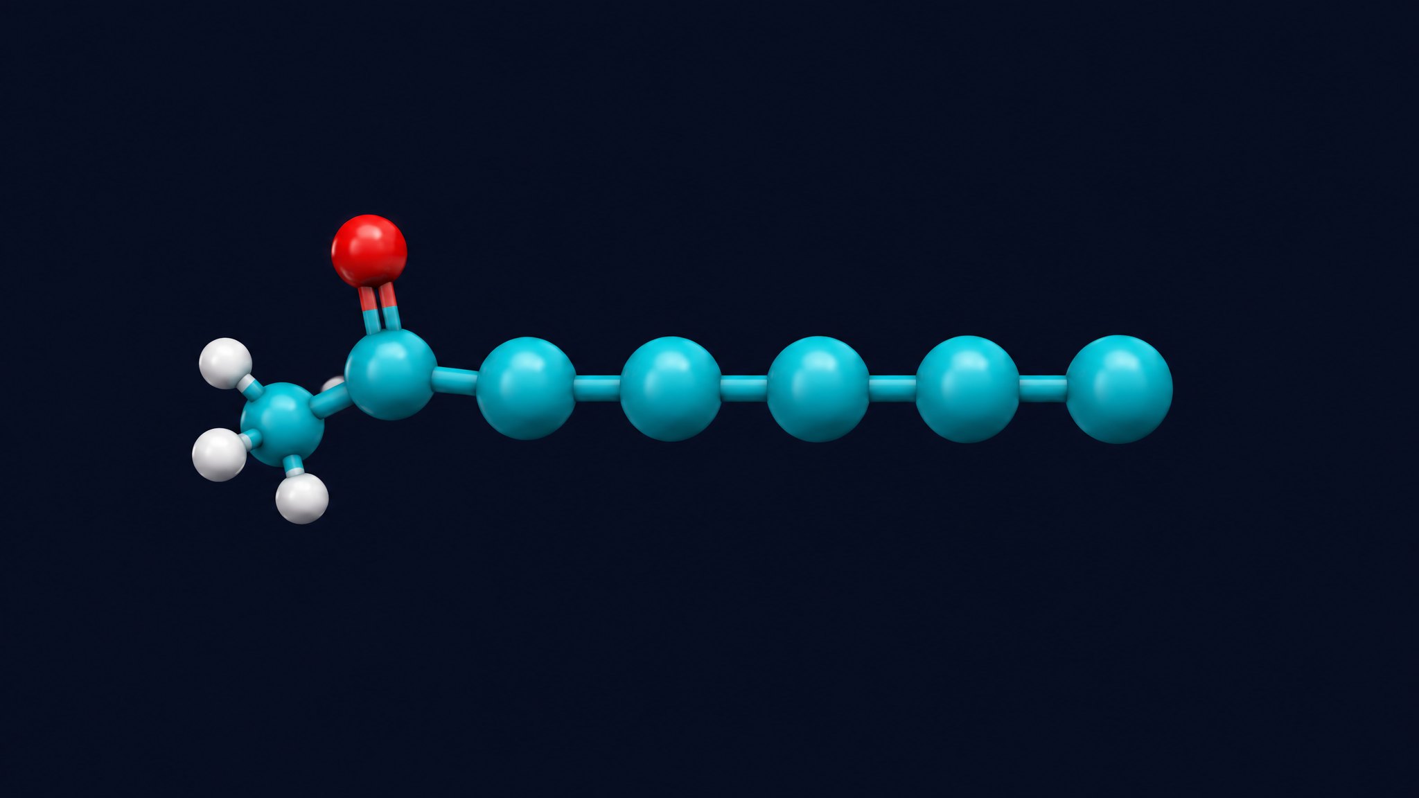 Схематичная иллюстрация цепи N-Acetyl Semax Amidate из семи остатков с коротким ацетилом