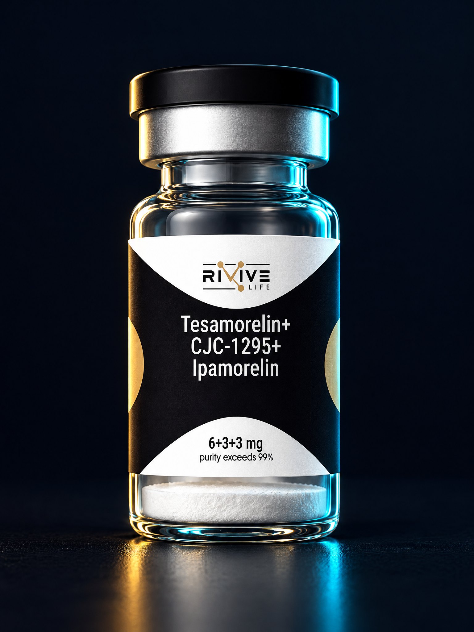 Флакон Tesamorelin + CJC-1295 + Ipamorelin 12 мг, лиофилизат тройной смеси, HPLC ≥99.0%